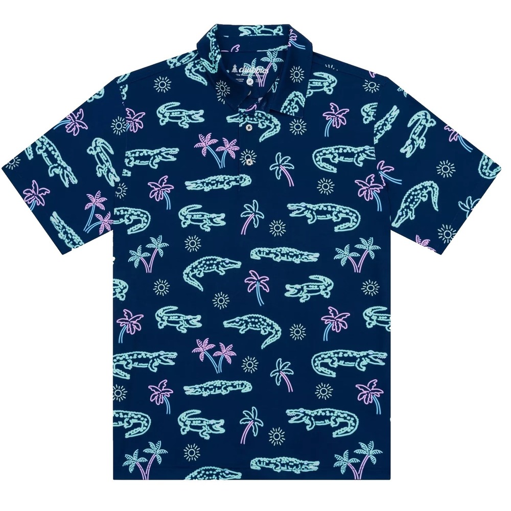 Chubbies The Neon Glade Performance Polo 2.0 Men's M Navy Blue NWT